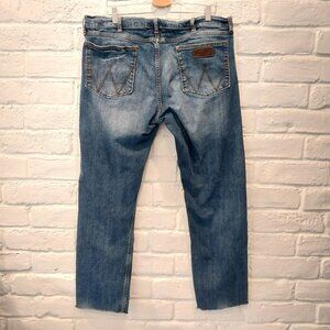 Wrangler Retro Jeans Mens 38x30 Blue Slim Straight Stretch Denim Western Cowboy,